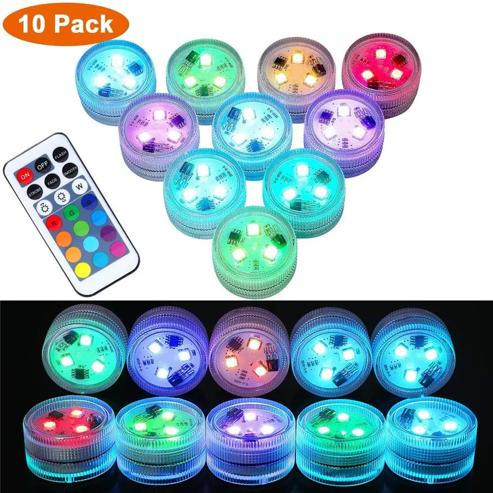 

10pcs LED Candle lamp Underwater Lights with Remote Control for Courtyard/path/pool/holiday party/Christmas lighting