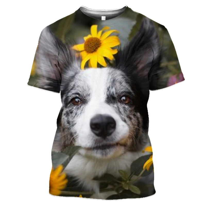 

SONSPEE 3D Printed Border Collie T-shirt Men's Casual Retro Hip Hop Women's Short Sleeve Sweatshirt Clothing Fashion Casual Top