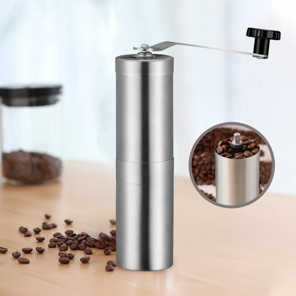 Silver Grinder Mini Stainless Steel Hand Manual Handmade Bean Burr Grinders Kitchen Tool Crocus Grinders Hot