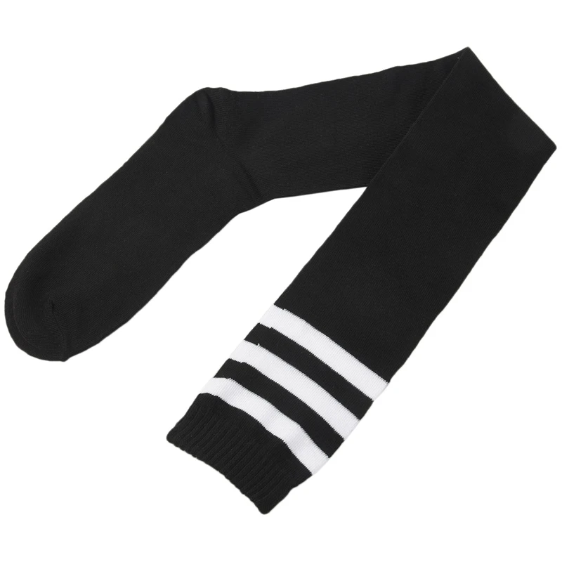 Мужские черные белые Акриловые эластичные манжеты в полоску регби футбол носки