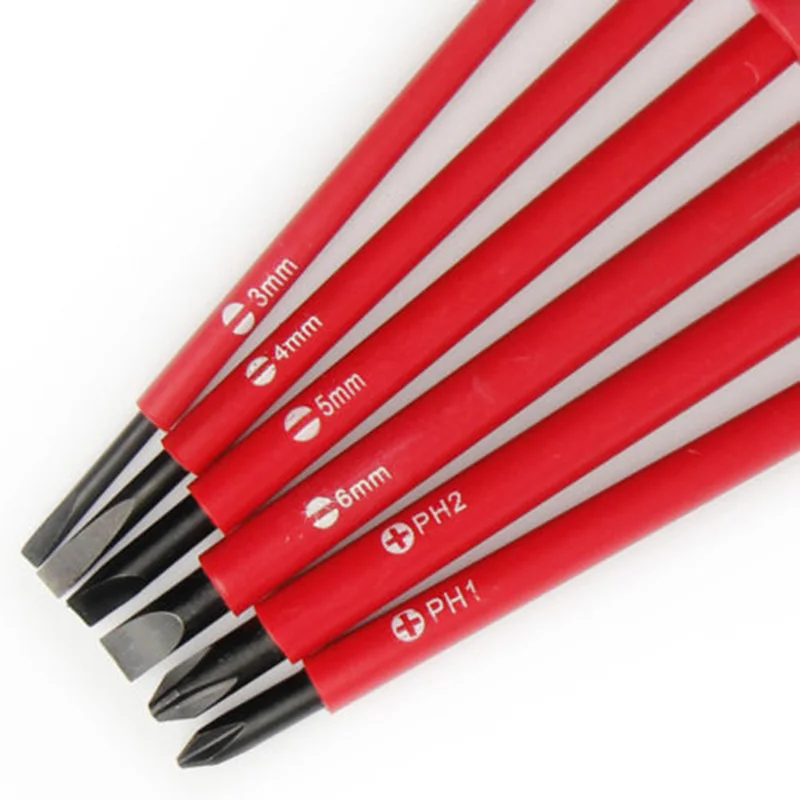 

7Pcs Insulated Screwdriver Set For Alloy Steel Electrical Dual Head Bit Flat Cross Screw Driver Slotted Repairing Hand Tool