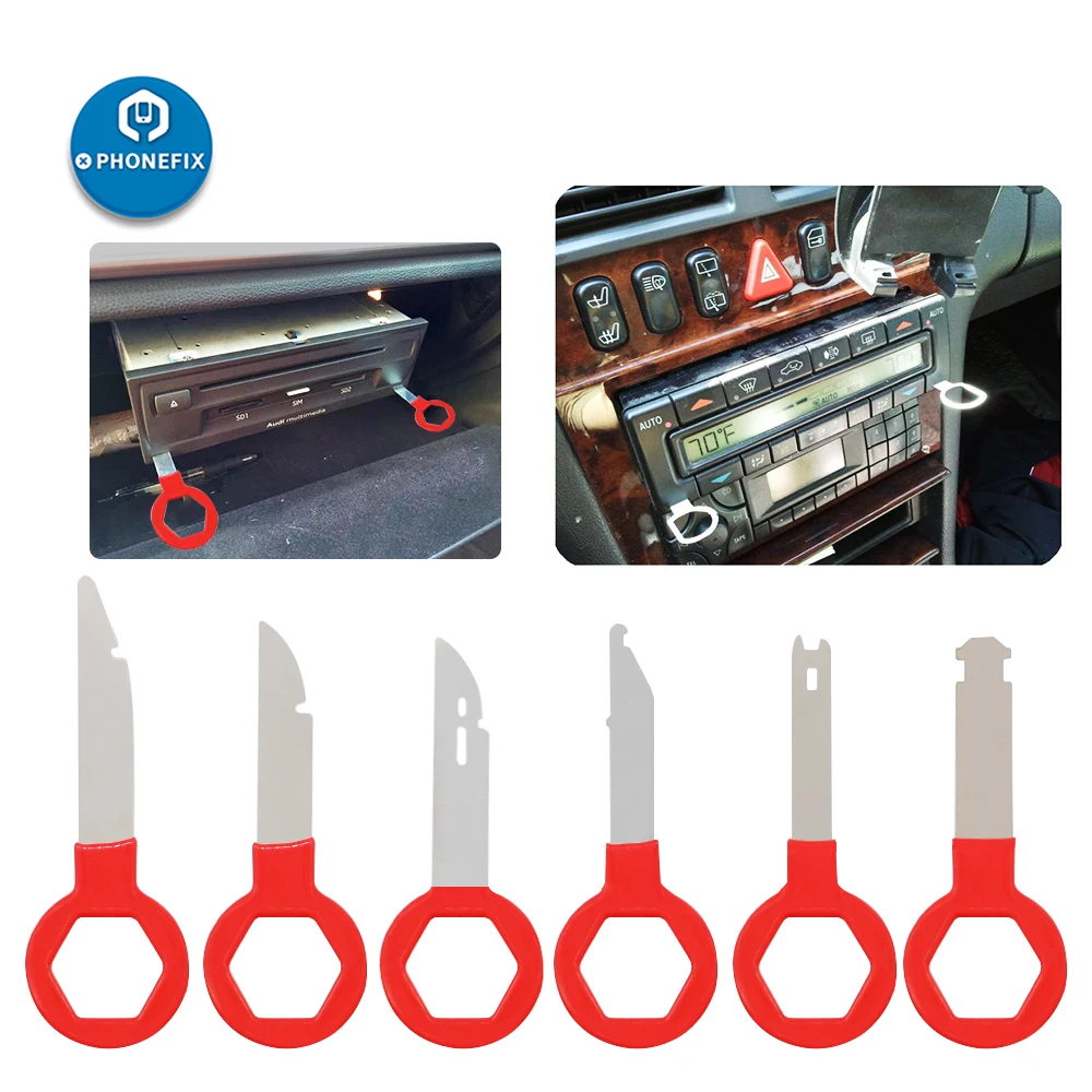 

6Pcs Universal Car Audio Stereo Radio Removal Key Tools Set Car Interior Fastener Clip for Audi for Ford Keys Installation Tools