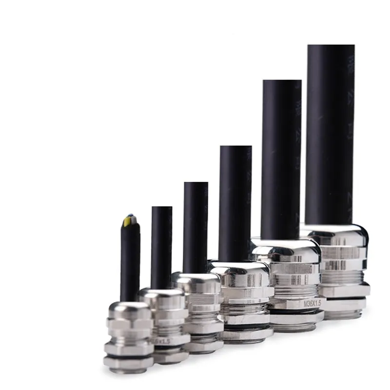 All Sizes Nickel Brass Cable Glands Waterproof Connector electrical IP68 entry electric gland threaded joint for 3-44mm |