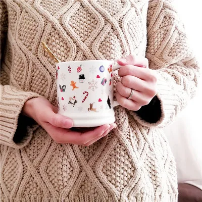 Американский толстый большой емкости кружка Золотой Рождественский снеговик