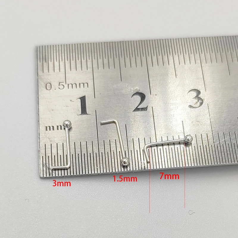 

20pcs/pack 925 Sterling Silver L Shape Nose Stud 1.5mm Ball Tiny Nose Pin Nose Piercing