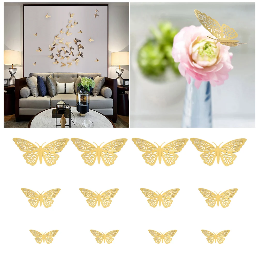 12 шт. 3D наклейки на стену с бабочками выдолбленные сделай сам Настенный декор
