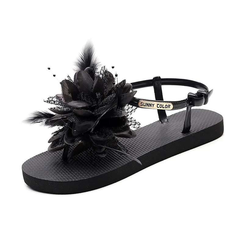 2021 Gladiator Sandals For Women Flowers Flat Sandal Woman Versatile Summer Ladies Shoes Beach Sandals Casual Sandalias Mujer