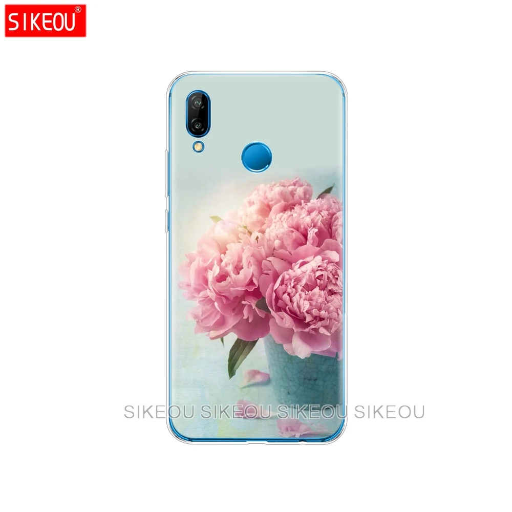 Силиконовый чехол SIKEOU с цветами и розовыми пионами для телефона Huawei P20 P7 P8 P9 P10 Lite