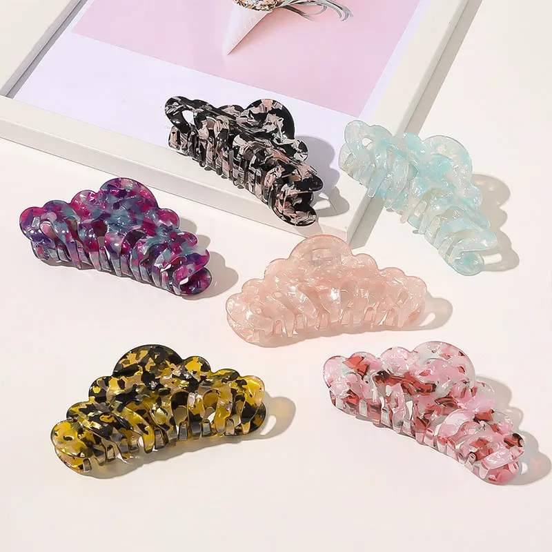 

1 PC Colorful Acrylic Marble Hair Claw Cellulose Acetate Hair Clip Hairpins Women Girls Hair Crab Clamp Hair Accessorie