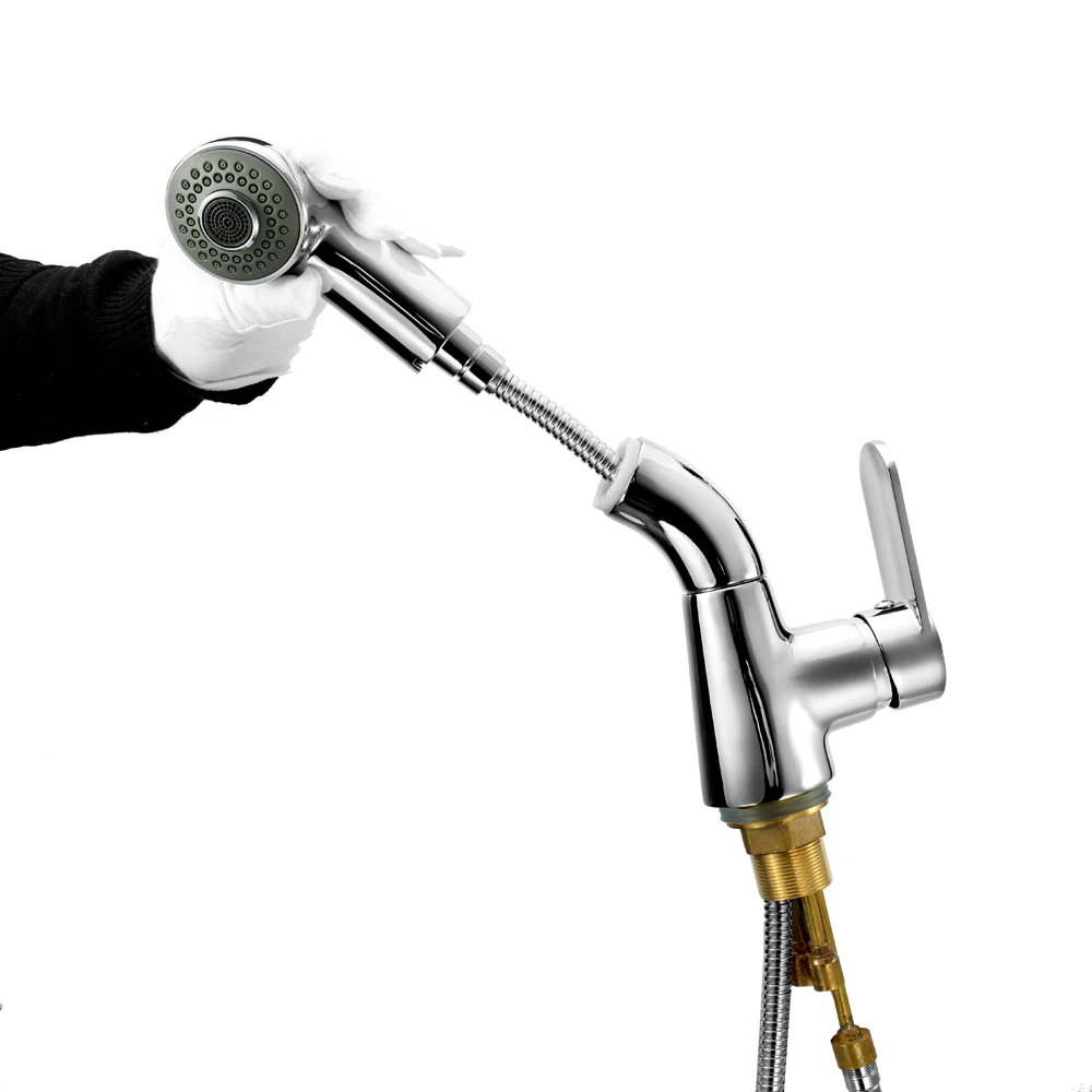 Кухонный кран в европейском стиле вытяжной для раковины с одним соединением