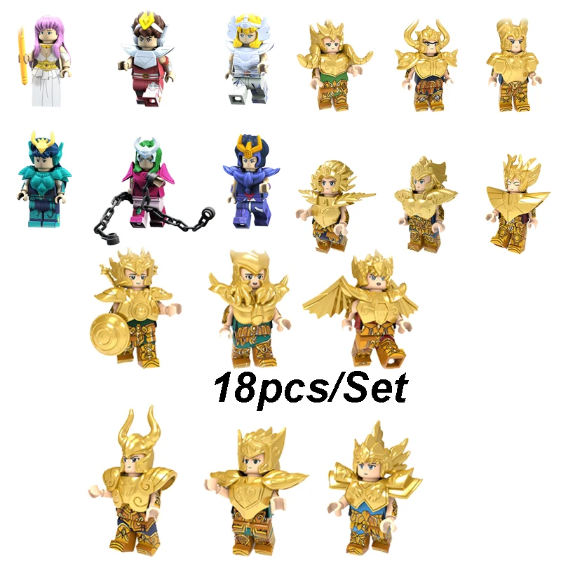 18 шт. ST Seiya Gold ST Athena Glacier строительные блоки кирпичные игрушки из японского аниме фигурка Модель Блок набор игрушки для детей