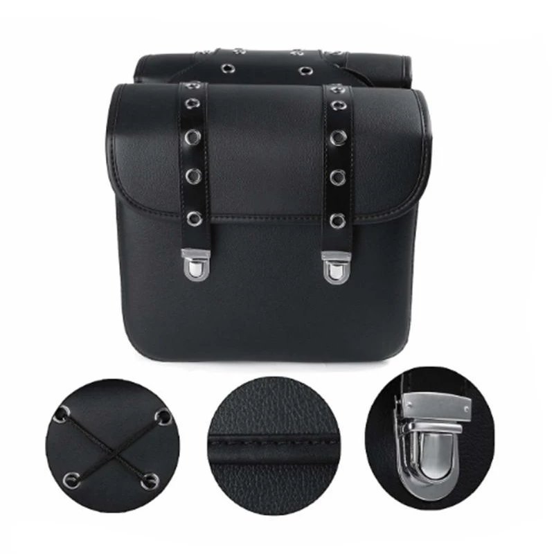

Pair Motorcycle Saddlebags Retro Vintage Side Tool Bags PU Leather Luggage Storage Saddle Bags Waterproof Universal
