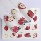 FWC, 1 лист, летняя наклейка с фруктами, клубникой, вишней, тортом, мороженым, яблоком, Нейл-арт, переводные наклейки, декоративные Слайдеры для маникюра