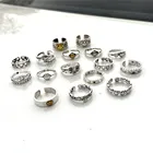 Кольцо женское, 15 видов стилей, ажурное, разные смайлики, регулируемое, цвет: старое серебро