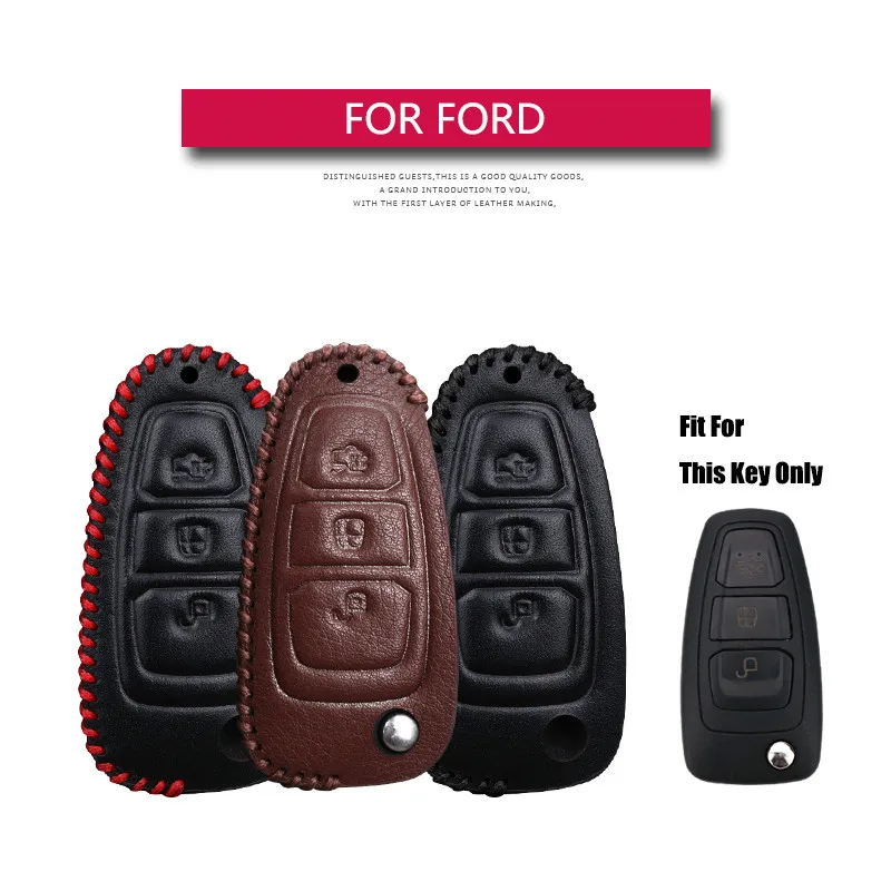 Кожаный чехол для автомобильного ключа Ford Ranger C Max S Focus 3 4 ST Galaxy Mondeo Transit Tourneo Custom Fiesta