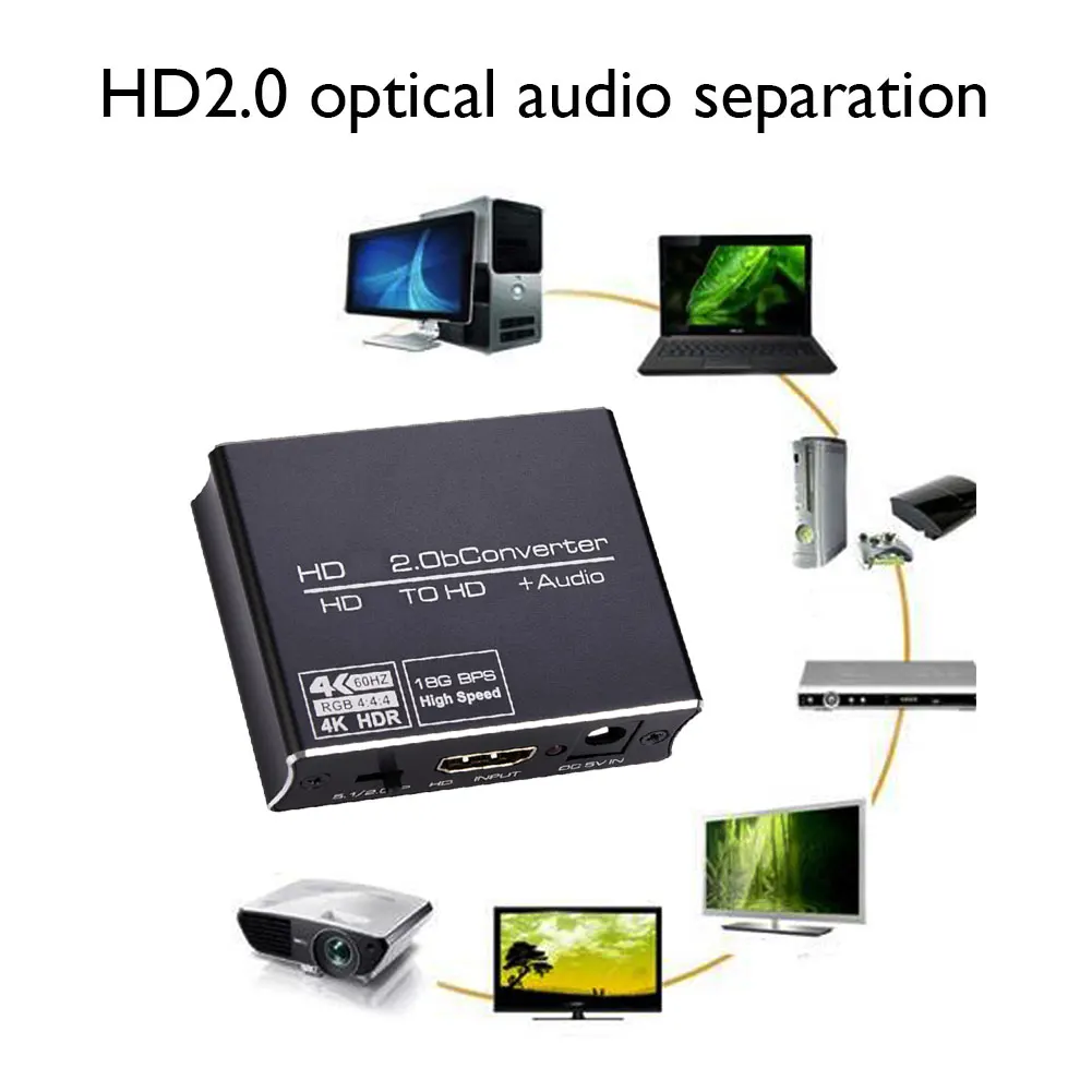 

Optical Fiber Audio Converter 2160P 4K x 2K 60Hz HDMI-Compatible SPDIF+R/L HD Video Audio Adapters