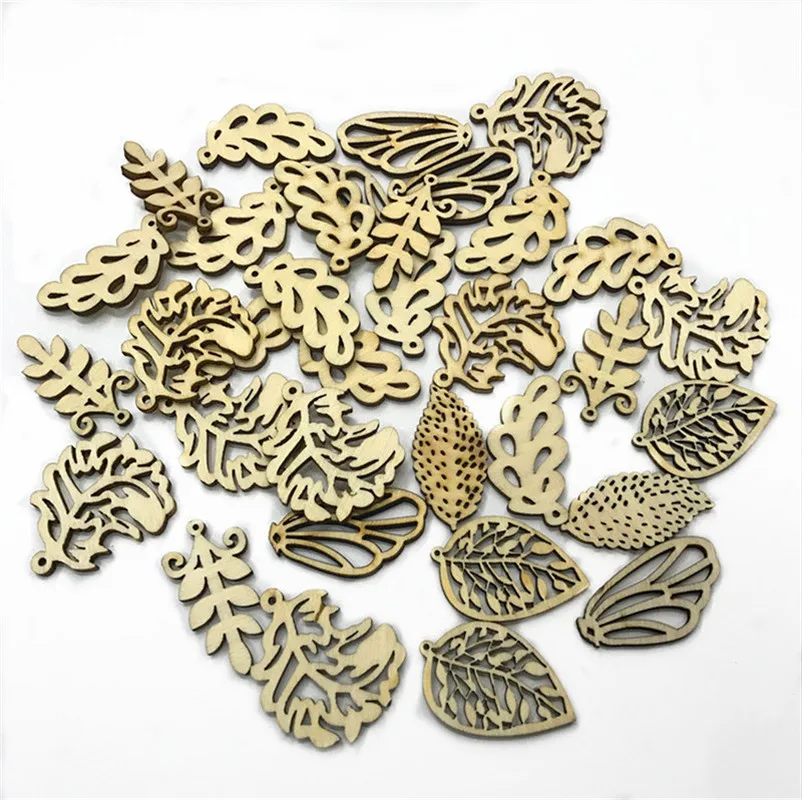 200 шт. 50 мм смешанные деревянные украшения лазерная резка заготовки ломтики