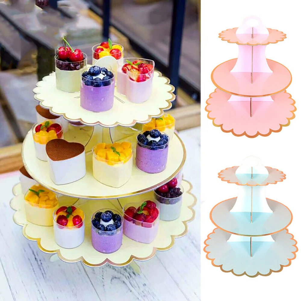 3-уровневая картонная подставка для кексов тарелки вечерние Свадебный сервис чая