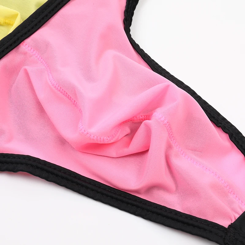 Мужские стринги с низкой талией AIIOU черные тонкие U образным выпуклым шелковым