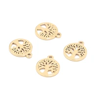 20pcs 10mm stainless steel gold tree charms for earring pendant bracelets accessories diy handcrafted jewelry making