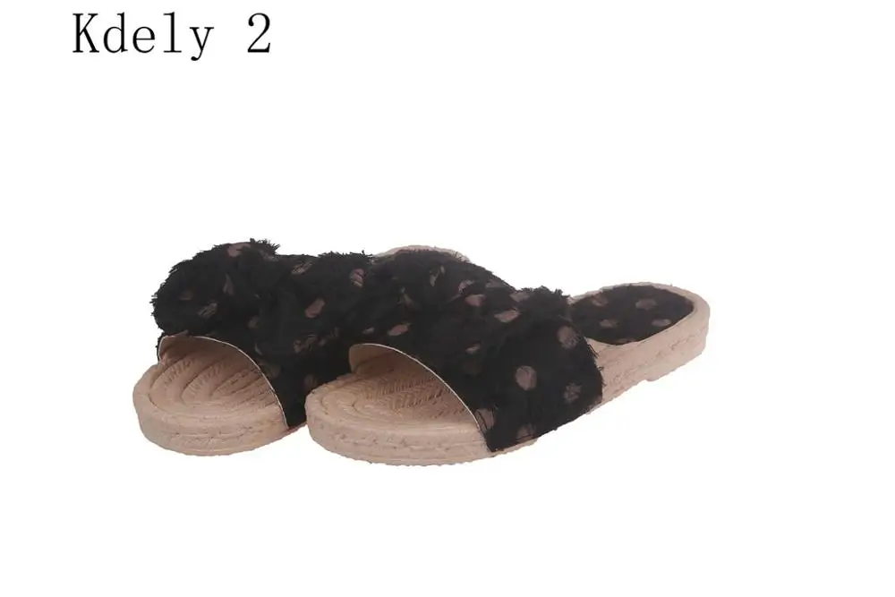 

Women Sandals Summer Slippers Women Dot Bow Sandals Slipper Outdoor Linen -flops Beach Shoes Female Fashion Floral Flat Sandals