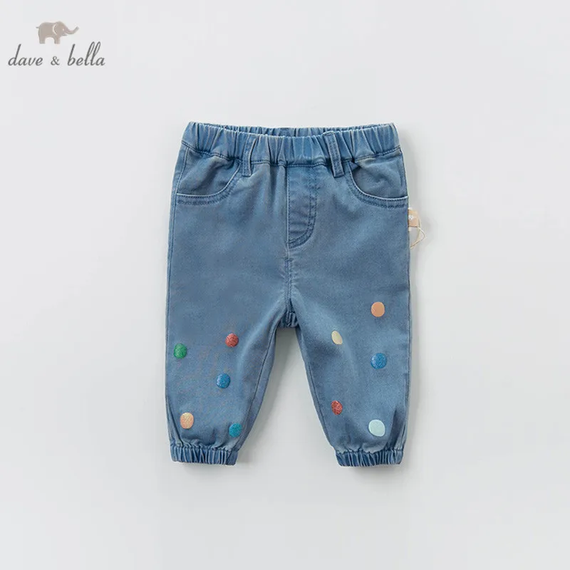 DBZ13500 dave bella весенние штаны для маленьких девочек модные детские длинные в горошек