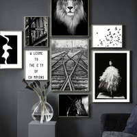 lion ballet girl black white french kiss art canvas painting nordic posters and prints wall pictures for living room decor