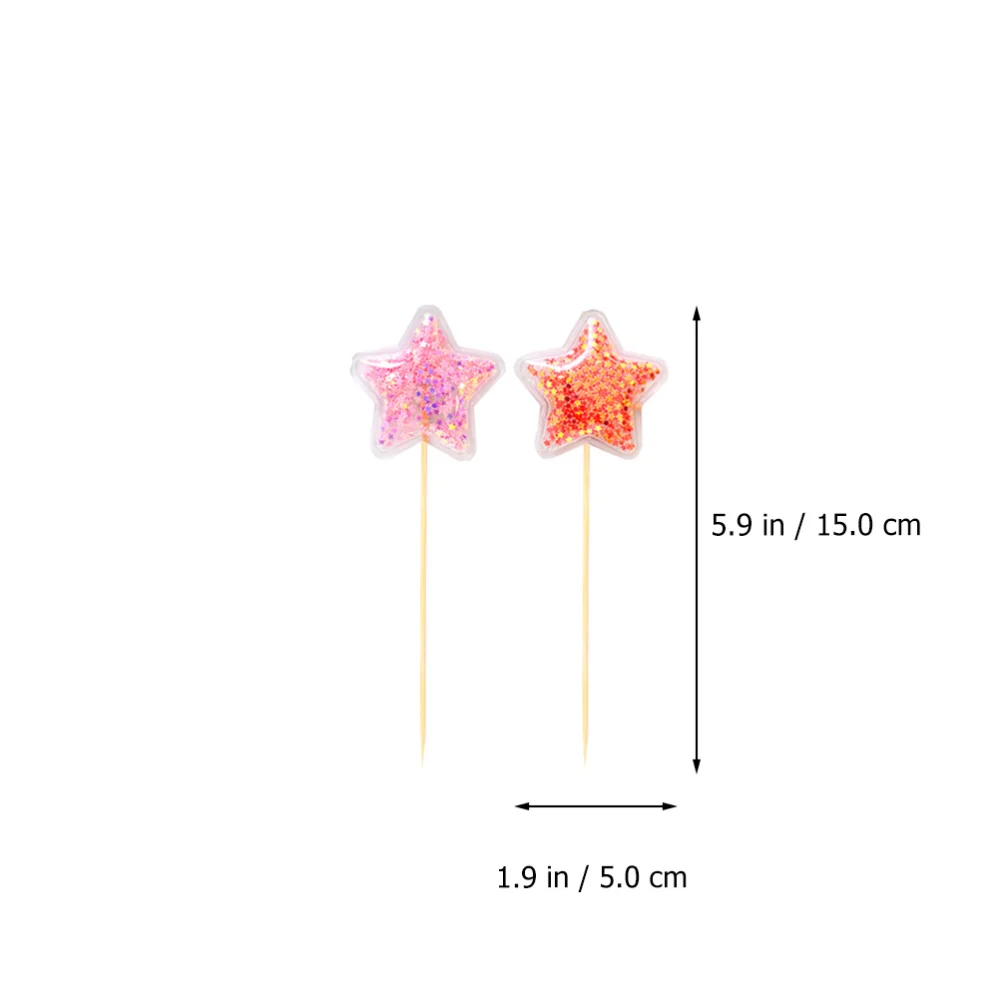 

12pcs Pentagram Sequin Dessert Ornament Decorative Cake Topper Cake Picks