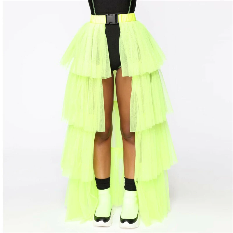 Юбка Женская эластичная с завышенной талией модная прозрачная сетчатая макси