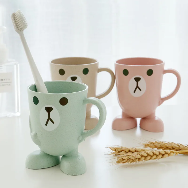 

Nordic Kids Mugs Water Cup Cute Cartoon Bear Shaped Milk Mugs Children Drink Water Mug Kid Toothbrush Cup Mini Mouth Cup