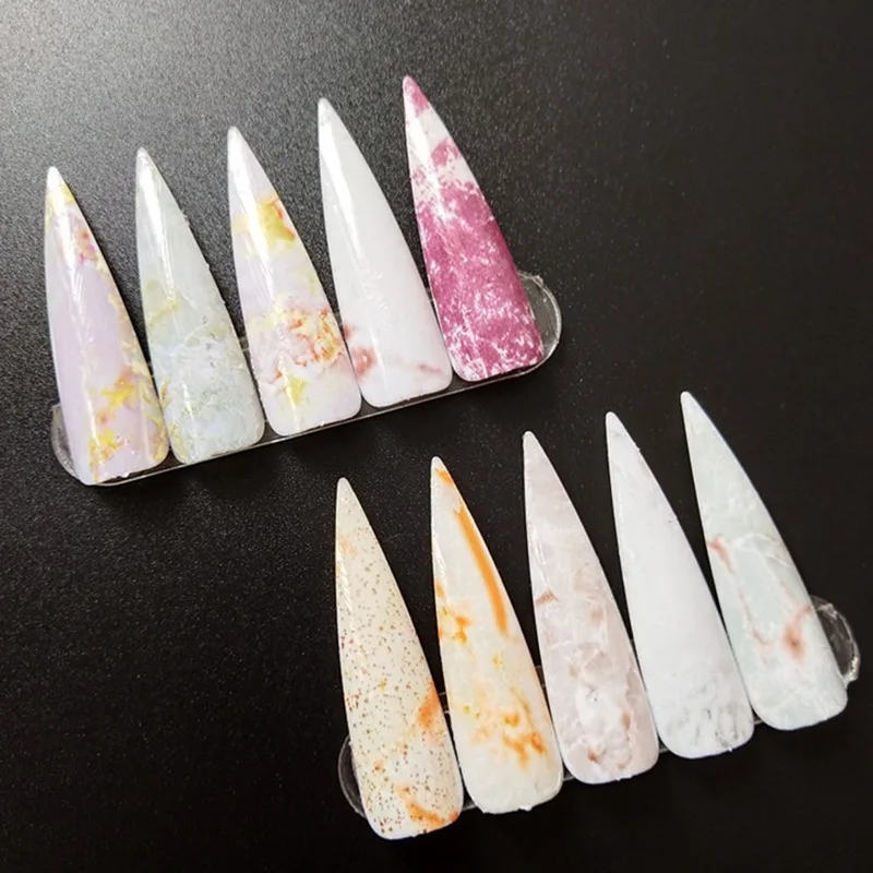 125x4cm Nail Foils Marble Series Pink Blue Paper Art Transfer Sticker Slide Decal Nails Accessories 1 Box | Красота и здоровье