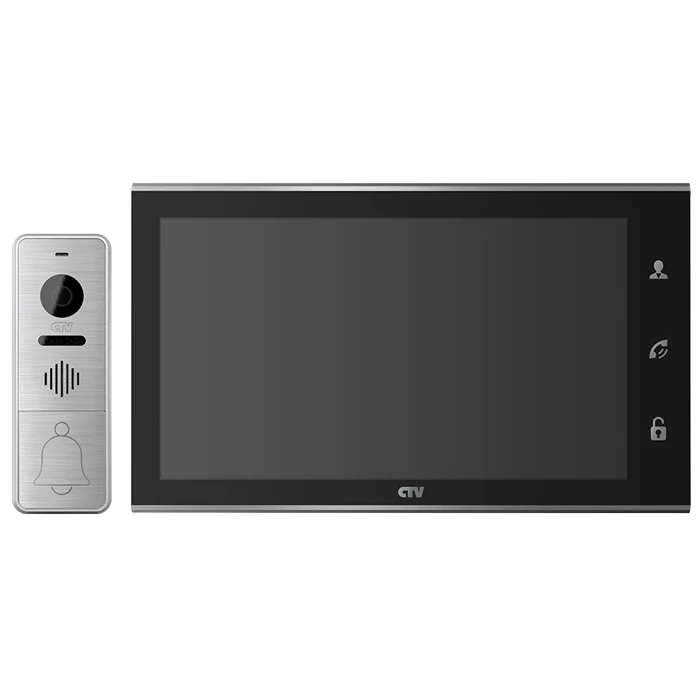 Комплектная дверная станция (домофон) CTV CTV-DP4105AHD серебро (дверная станция) черный |