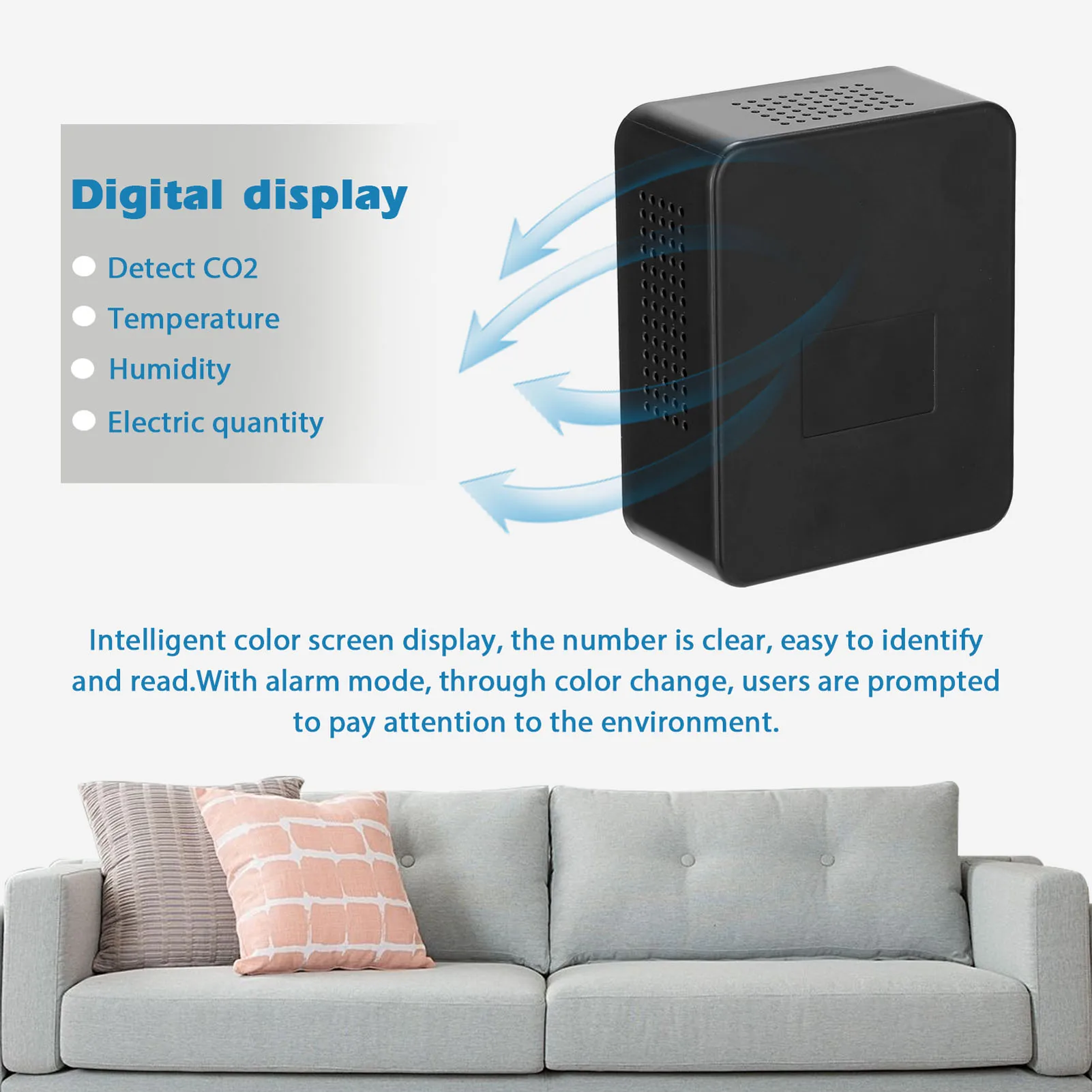 

CO2 Meter Digital Temperature Humidity Sensor Tester Air Quality Monitor Carbon Dioxide TVOC Formaldehyde HCHO Gas Detector