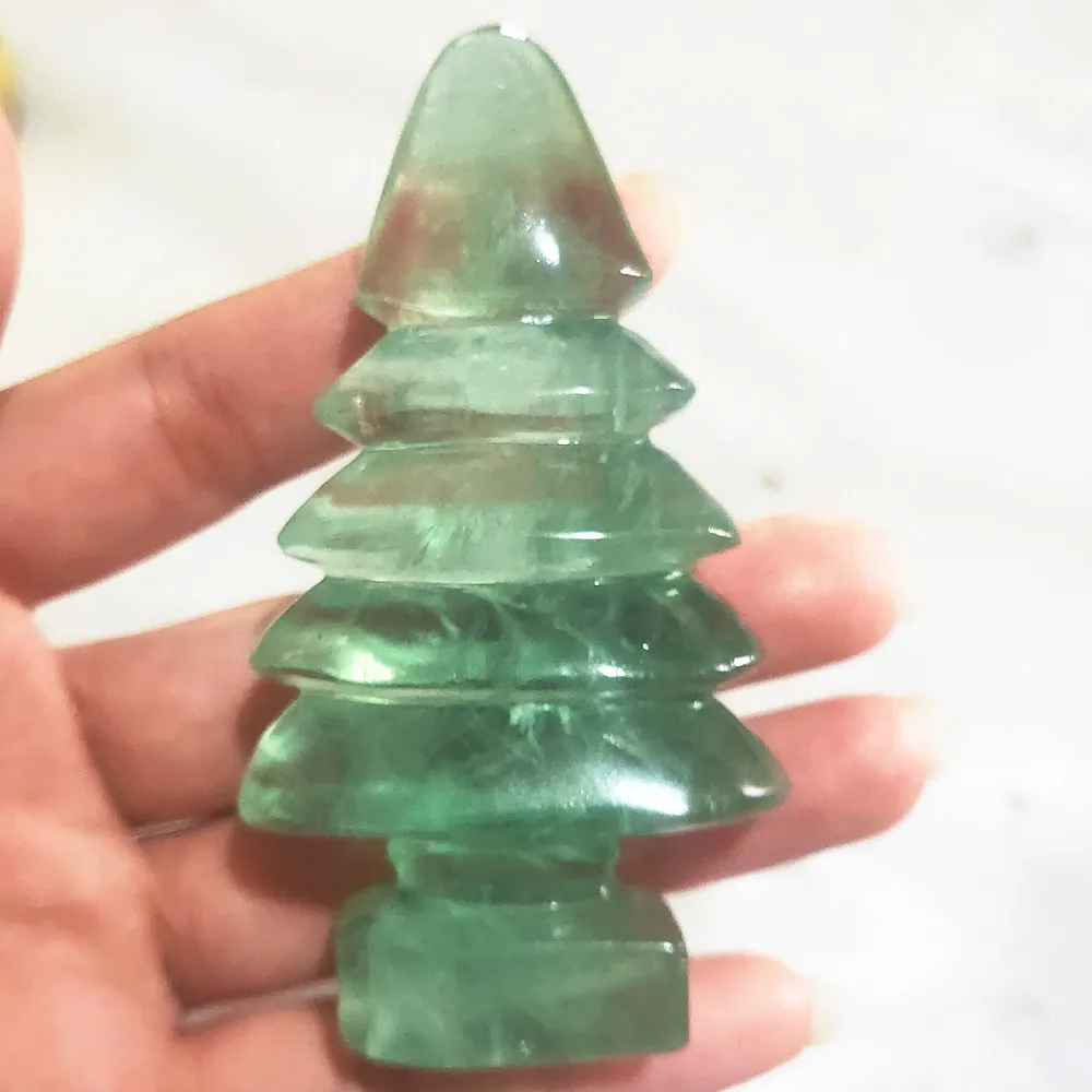 

С украшением в виде кристаллов дерево натуральный зеленый флюоритовый кварц камень Новогодние ёлки минеральной с лечебным действием, обра...
