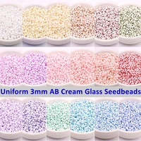 uniform 3mm ab cream colors glass seedbeads 80 czech round spacer rice beads charm for diy jewelry making garments accessories