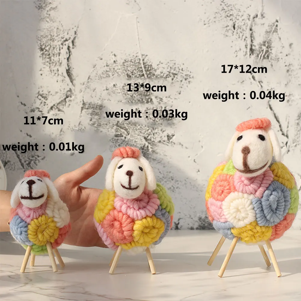 

Handmade Wool Felt Filled Sheep Miniature Decoration Xmas Figurines Holiday Party Supplies Accessories For Christmas Tree