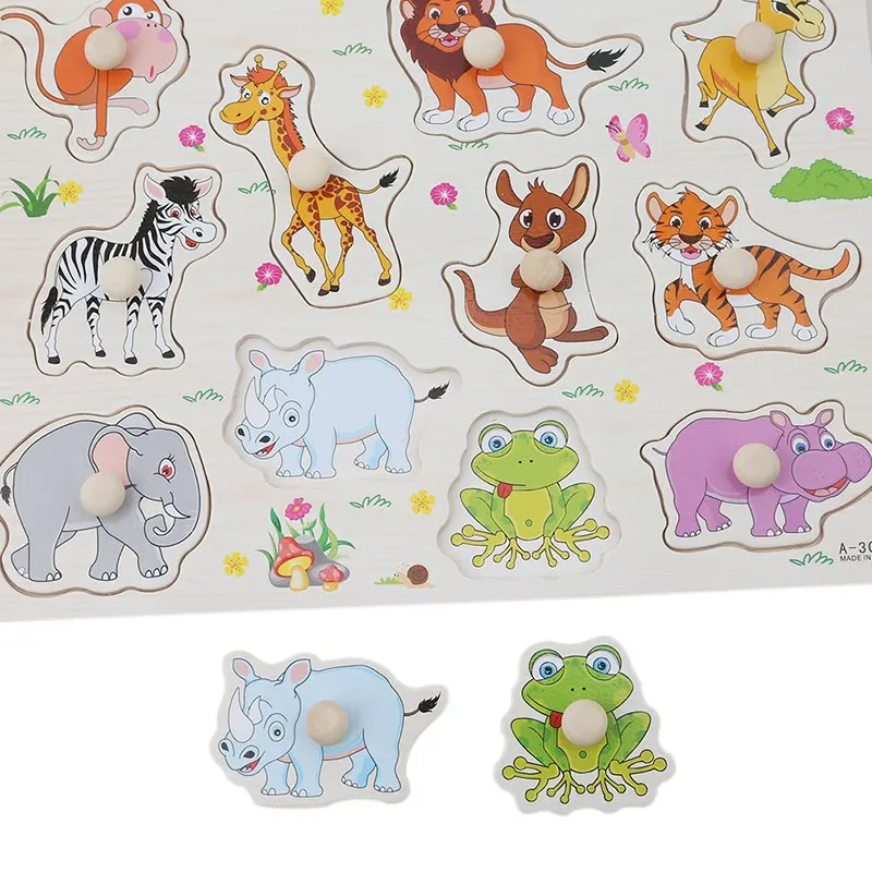 

1 Set Wooden Toy Hand Puzzles People Animals Recognition Puzzle For Children Montessori Educational Early Learning Toy