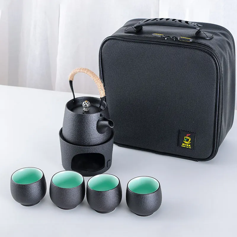

Set of ceramic travel kungfu tea set Simple tea brewing set for outdoor tourism Express cup Tea set suit