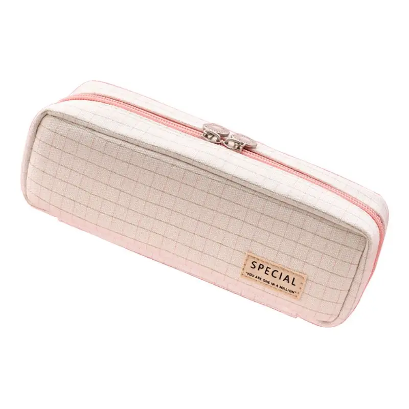 

Pencil Case Grid Pencil Pouch with 3 Compartments Stationery Bag Pencil Bag for Students and Office Supplies