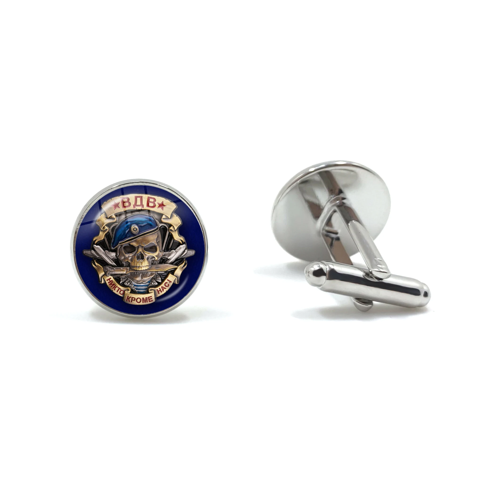 1 Pair Glass Cabochon Cufflinks Russian Airborne Forces - VDV Men Women Cuff Button Jewelry Gifts