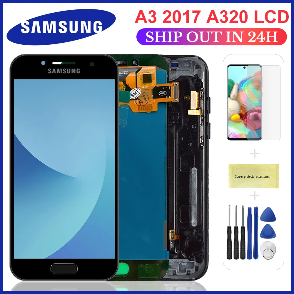 ЖК-дисплей для SAMSUNG GALAXY A3 2017 A320 A320F сенсорный экран с дигитайзером Samsung сменный