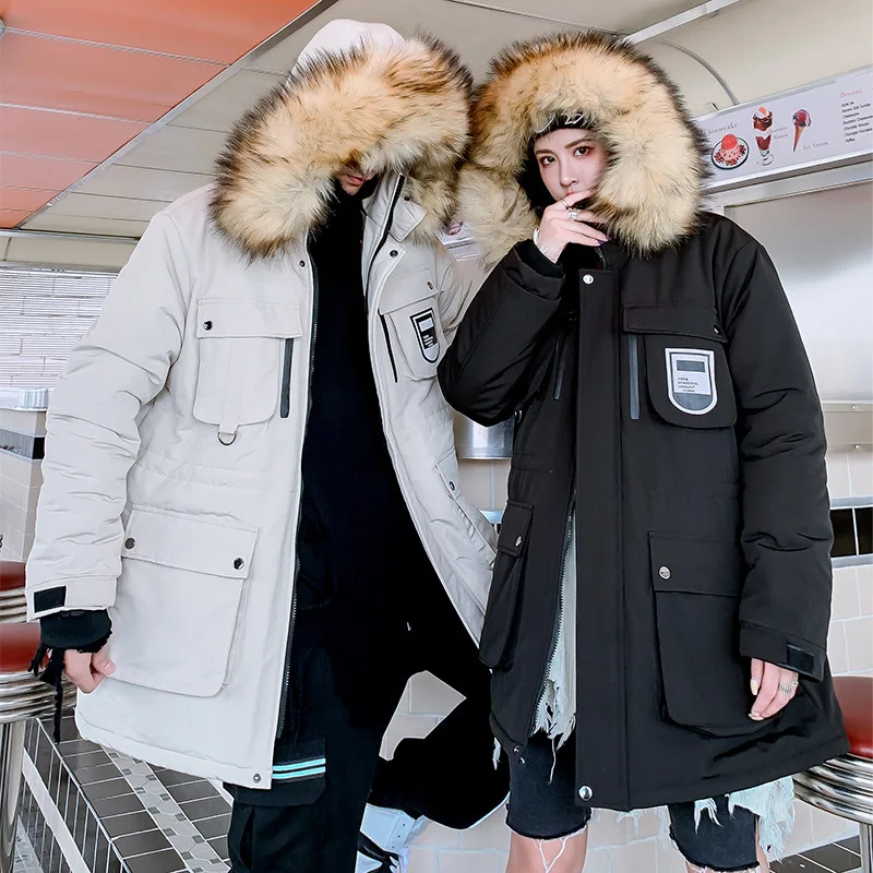 

2019 Winter Parkas Jackets Men Casual Thick Fur Collar Coats Windbreaker Streetwear Fashion Parka Male Jacket Clothing GM318