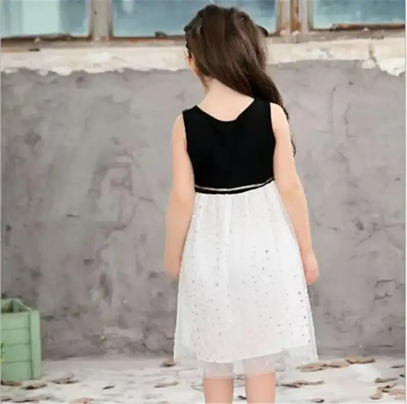 Летние белые и черные Детские платья для девочек пляжная одежда малышей с