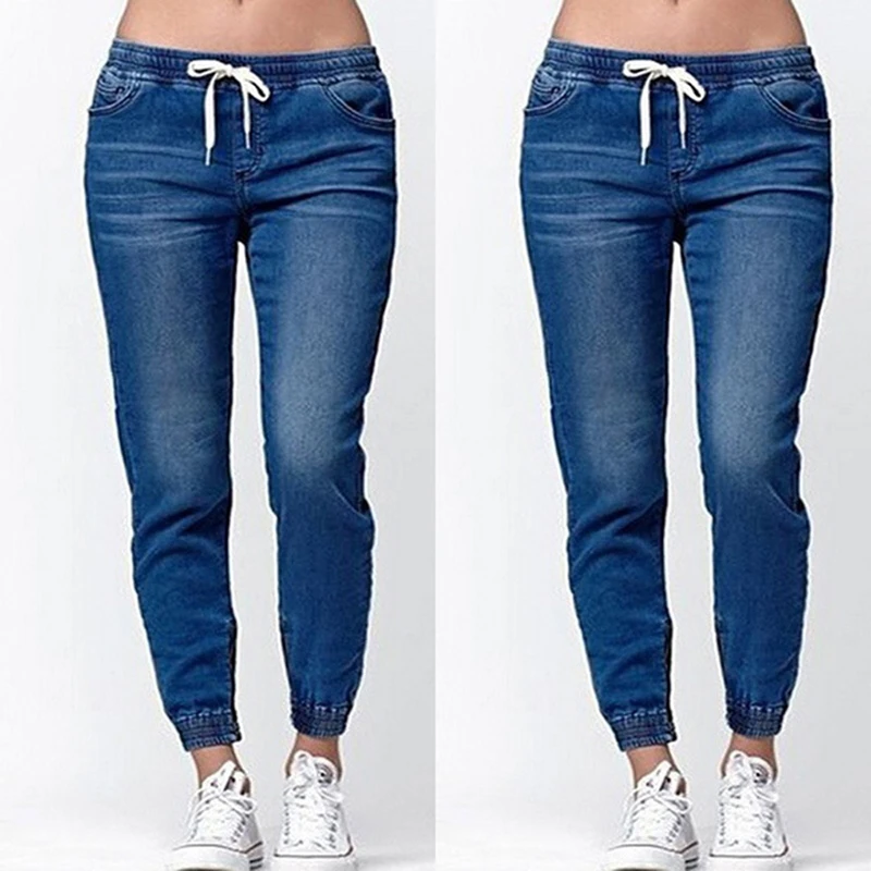 

Daily Elastic Waist Jeans Women Plus Size Pencil Denim Pants Women Baggy Jeans Womens Distressed Jeans Cargo Pants