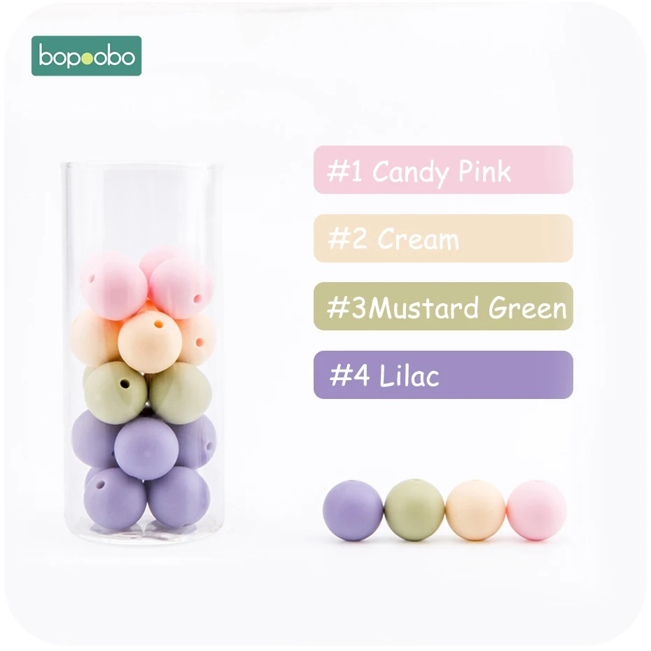 Pink-Lilac Силиконовые бусины bopobo, 12 мм, 50 шт., укрепляющие зубные тренировки, силиконовые прорезыватели, сделай сам, Стартовые наборы, силиконовые бусины для ожерелья - Цвет: Pink-Lilac