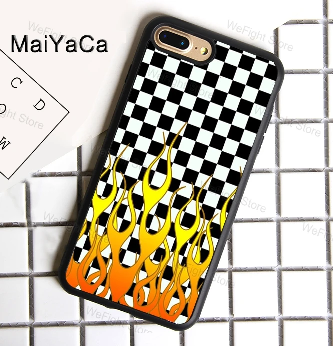 MaiYaCa клетчатая шахматная доска пламя чехол для телефона для iphone 11 Pro MAX X XR XS MAX 6 6S 7 8 Plus 5 5S ТПУ задняя крышка Fundas