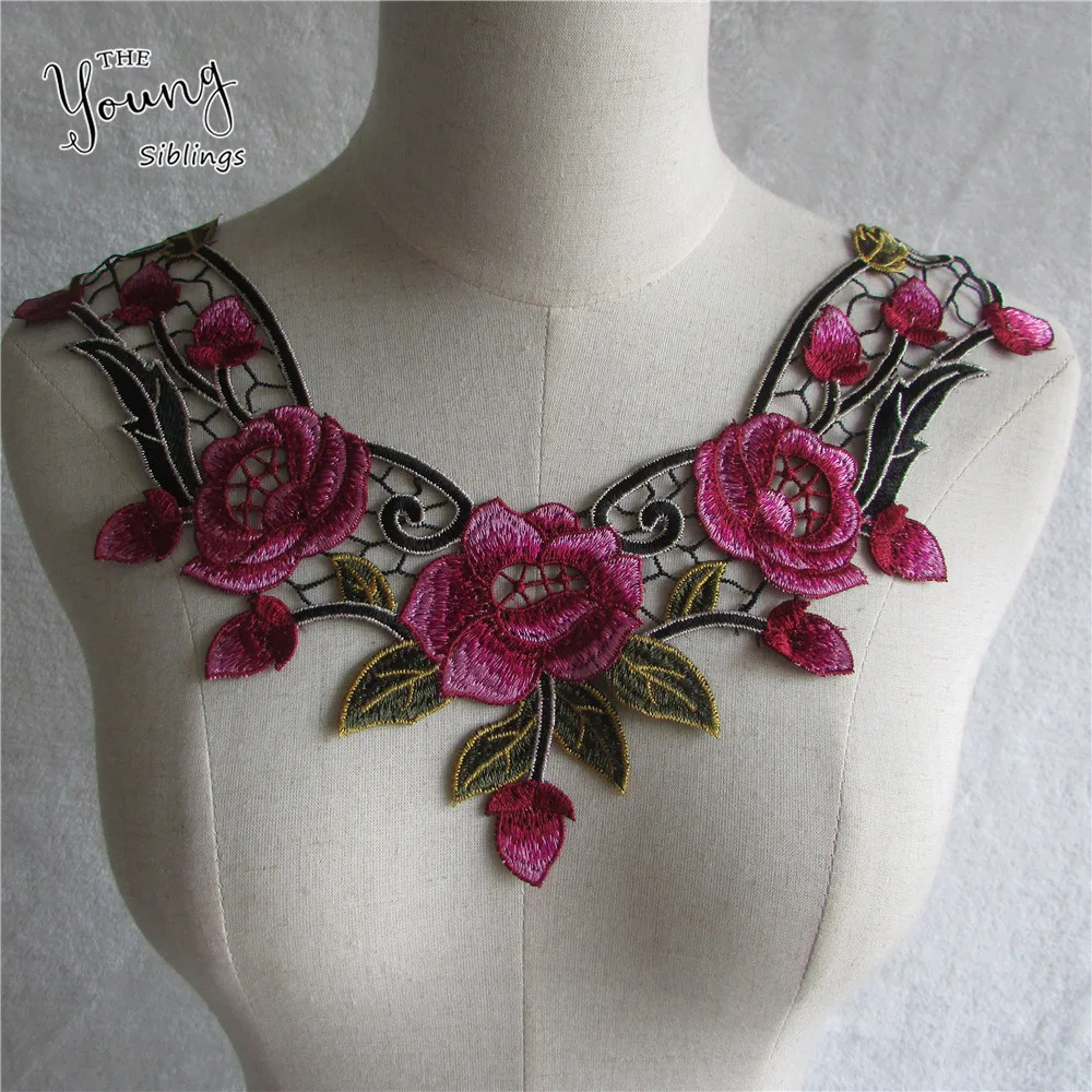 Новинка вышивка цветочное кружево искусственное вырез аппликация воротник