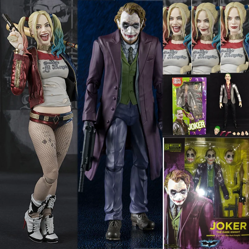 

MAFEX 051 Joker Action Figure SHF Heath Ledger Joker Quinn Action Figure The Dark Knight Collectible Toys Christmas Gift 15cm