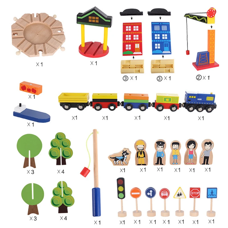 12 108 шт. деревянный Паровозик трек игрушки магические дорожки станция Мост