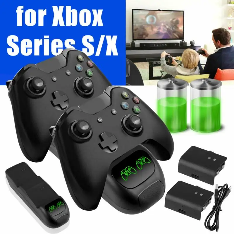 Wireless Dual Controller Gamepads Charging Dock Station For X-b Series X S LED Indicator Type-C Gamepad Fast Charger